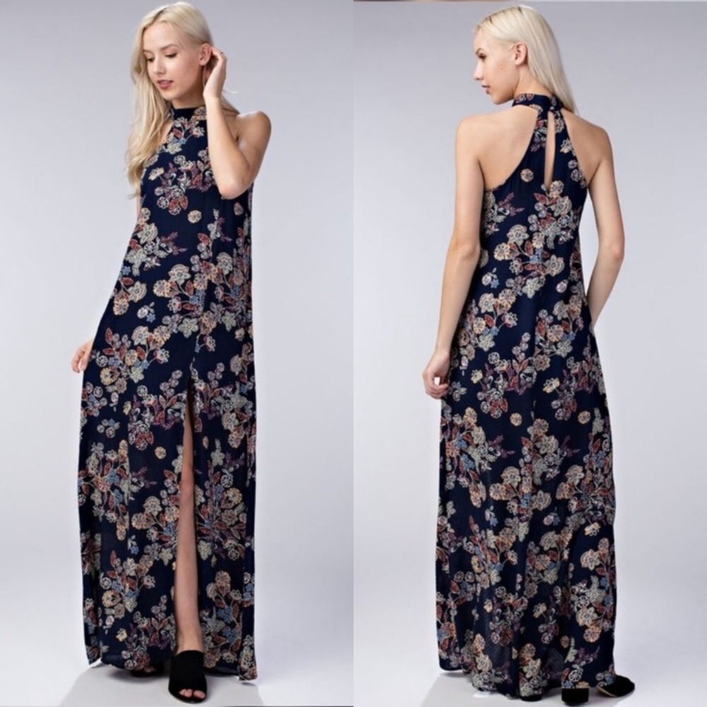 SALE Honey Belle Navy Floral Maxi Dress